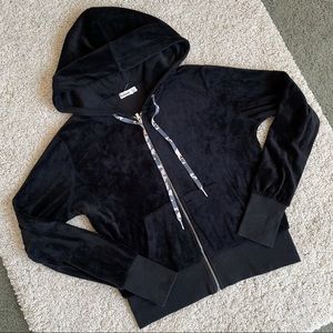 Garage Oh So Soft black velvet zip up hoodie